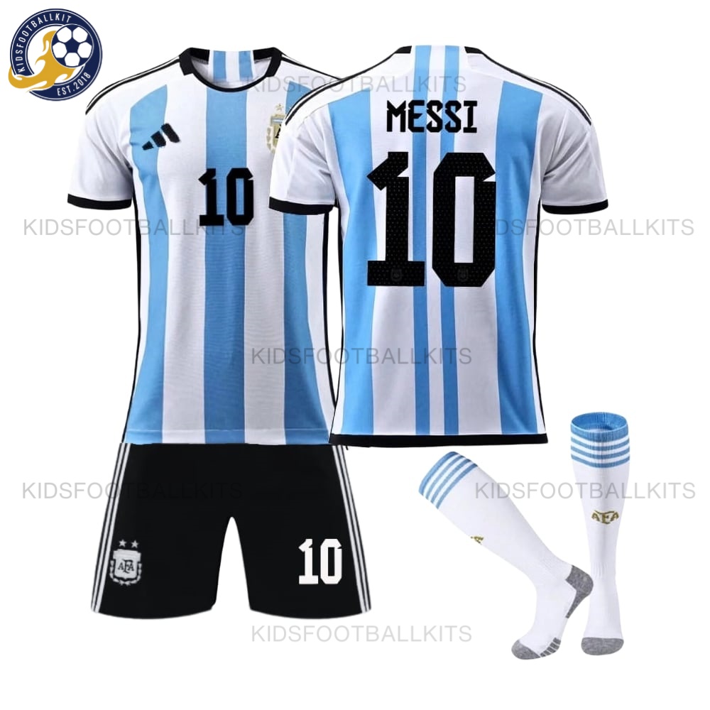 Argentina Home Kids Football Kit 2022 MESSI 10 Printed (With Socks)