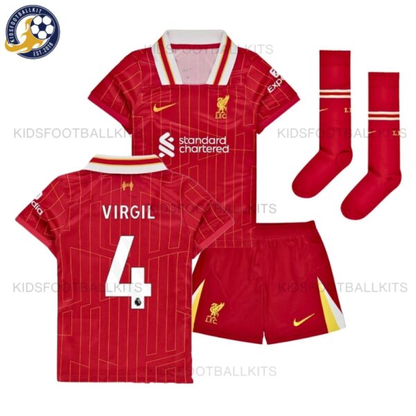 Liverpool VIRGIL 4 Home Kids Football Kit 24/25