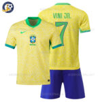 Brazil Home Kids Football Kit 2024/25 VINI JR. 7 Printed (No Socks)