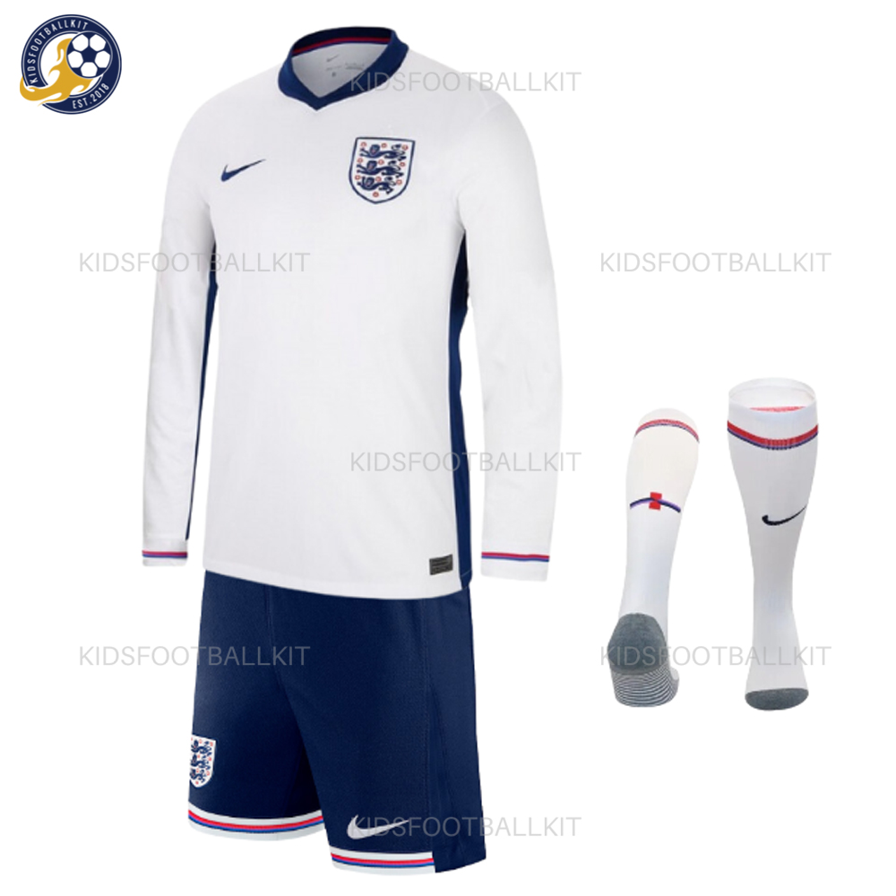 England Home Kids Football Kit 2024/25 Long Sleeve