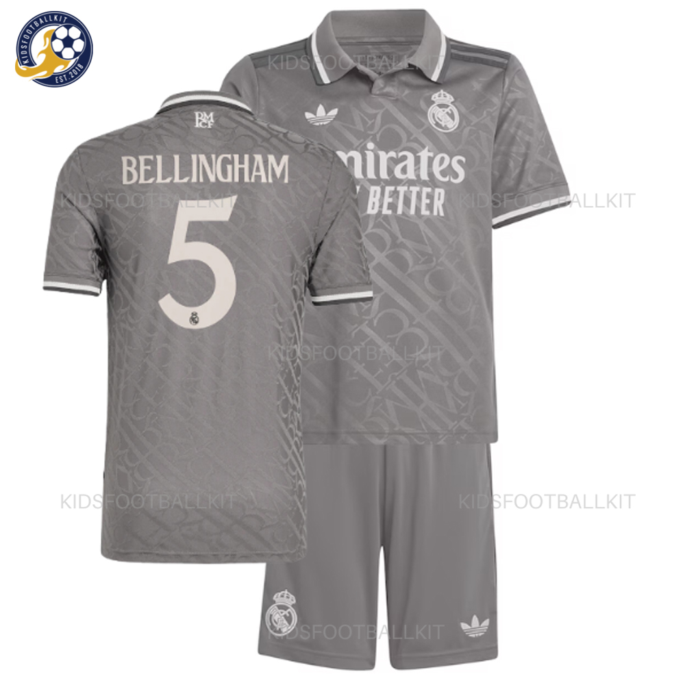 Real Madrid Third Kids Football Kit 2024/25 BELLINGHAM 5 Printed