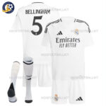 Real Madrid Home Kids Football Kit 2024/25 BELLINGHAM 5 Printed (With Socks)