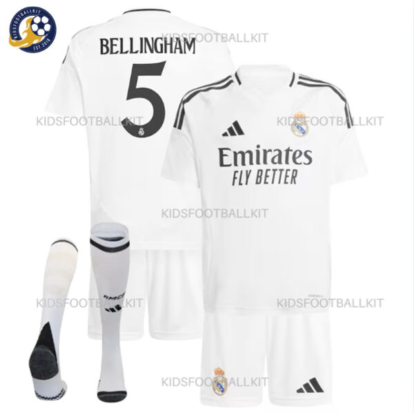 Real Madrid Home Kids Football Kit 2024/25 BELLINGHAM 5 Printed