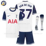 Tottenham Hotspur VAN DE VEN 37 Home for Men and Kids Football Kit 2024/25 (With Socks)