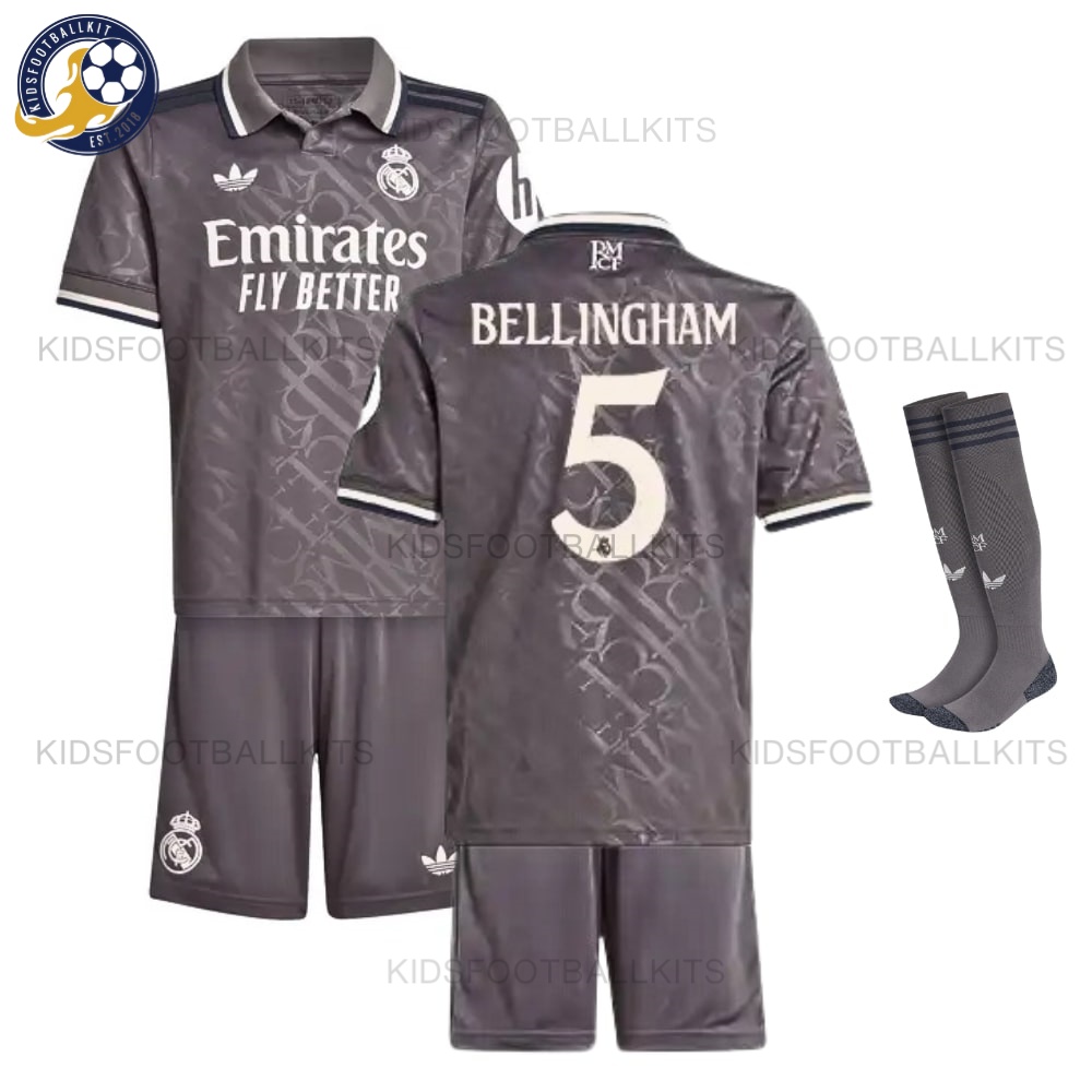 Real Madrid Third Kids Football Kit 2024/25 BELLINGHAM 5 Printed