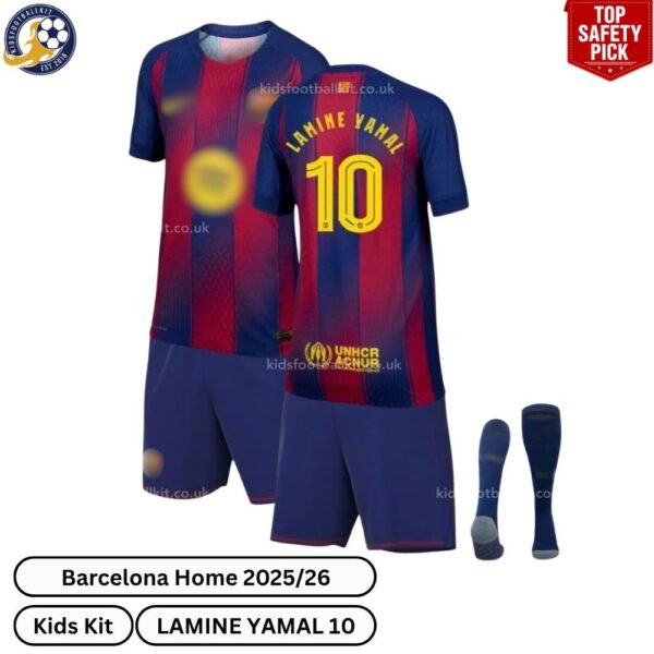 Barcelona Home Kids Football Kit 2025_26 – LAMINE YAMAL 10- safety