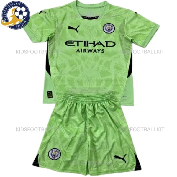 Manchester City Goalkeeper Green Kids Kit 2024/25 - Front View