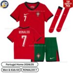 Portugal Home Men & Kids Football Kit 2024_25 – RONALDO 7 - over view with socks- safety