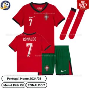 Portugal Home Men & Kids Football Kit 2024_25 – RONALDO 7 - over view with socks- safety