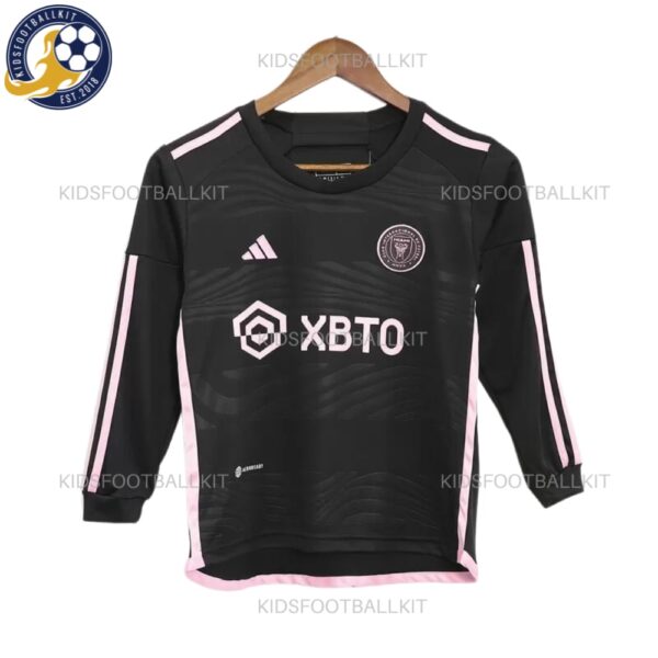 Inter Miami Away Kids Kit Long Sleeve - Front Shirt View With Socks