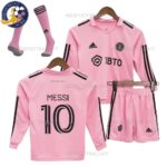 Inter Miami Home Kids Football Kit 2023/24 Long Sleeve MESSI 10 Printed (With Socks)