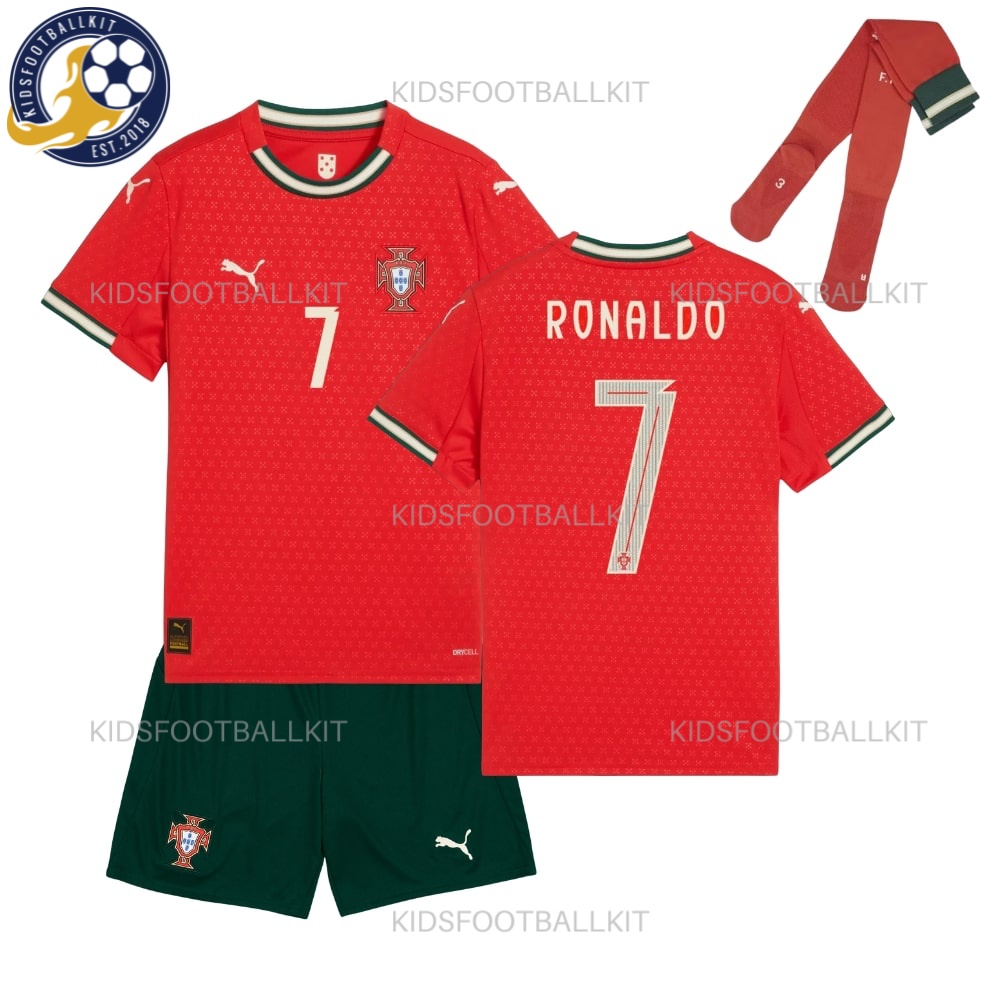 Portugal RONALDO 7 Home Kids Football Kit 2025/26 - Overview With Socks