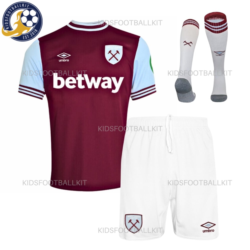 West Ham United Home Football Kit 2024/25 - Front View With Sock