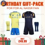 Al Nassr FC Birthday Gift Bundle – Home & Away Kits Set for Fans (With Socks)