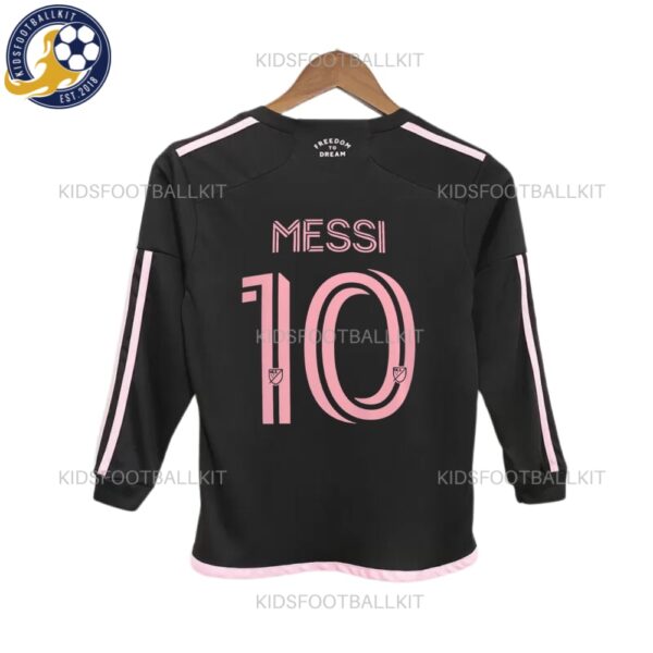 Inter Miami Away Kids Kit Long Sleeve - Back Shirt View With Socks - MESSI 10