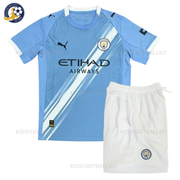 Manchester City 25/26 Home Kids Football Kit - Front View