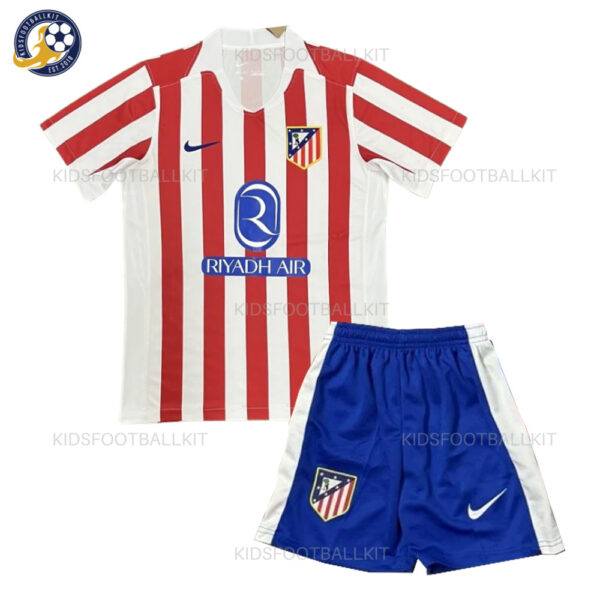 Atletico Madrid 25/26 Home Kids Football Kit - Front View