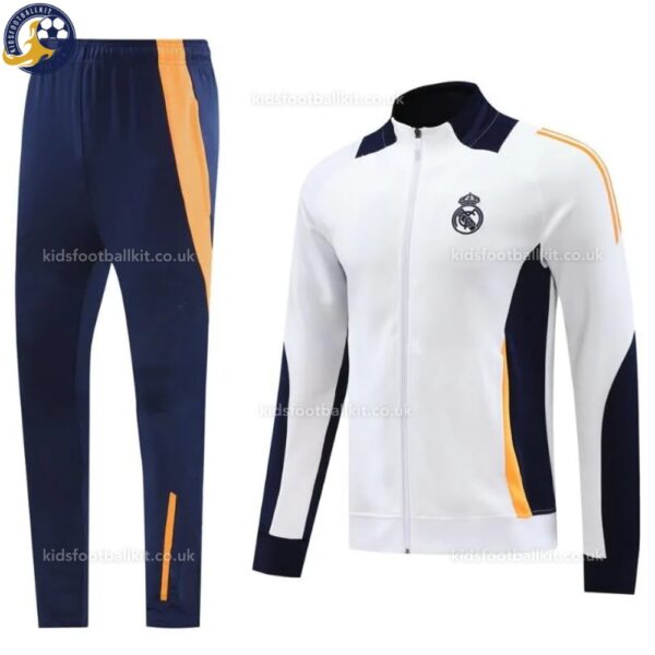 Real Madrid Men Training Football Tracksuit 24/25 - White - Front View