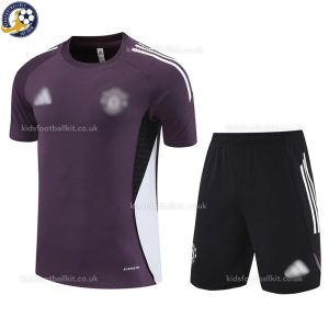 Manchester United Dark Purple Training Kids Football Kit 2025/26 - Front View