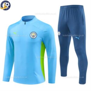 Manchester City Men Training Football Tracksuit 24/25 - Light Blue - Front View