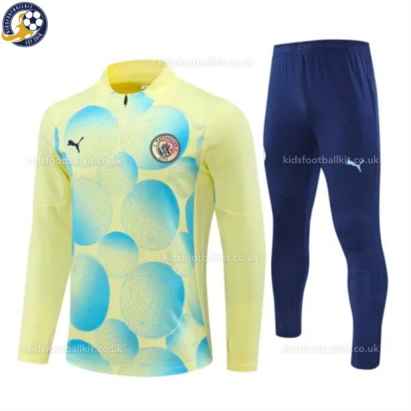 Manchester City Men Training Football Tracksuit 24/25 - Light Yellow - Front View
