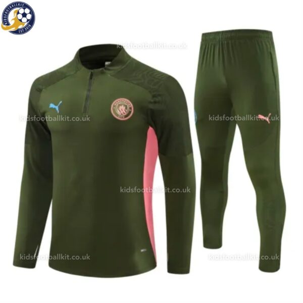 Manchester City Men Training Football Tracksuit 24/25 - Army Green - Front View