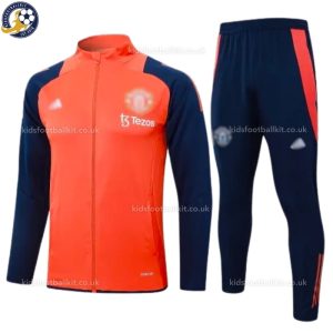 Manchester Utd Men Training Football Tracksuit 24/25 - Orange Navy - Front View