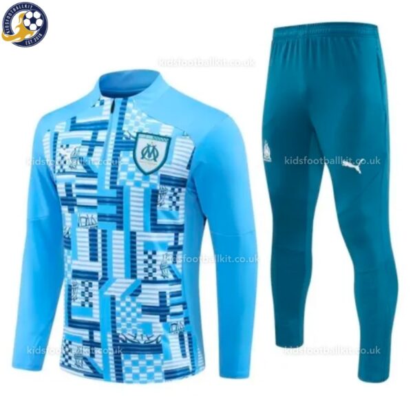 Marseille Men Training Football Tracksuit 24/25 - Light Blue - Front View