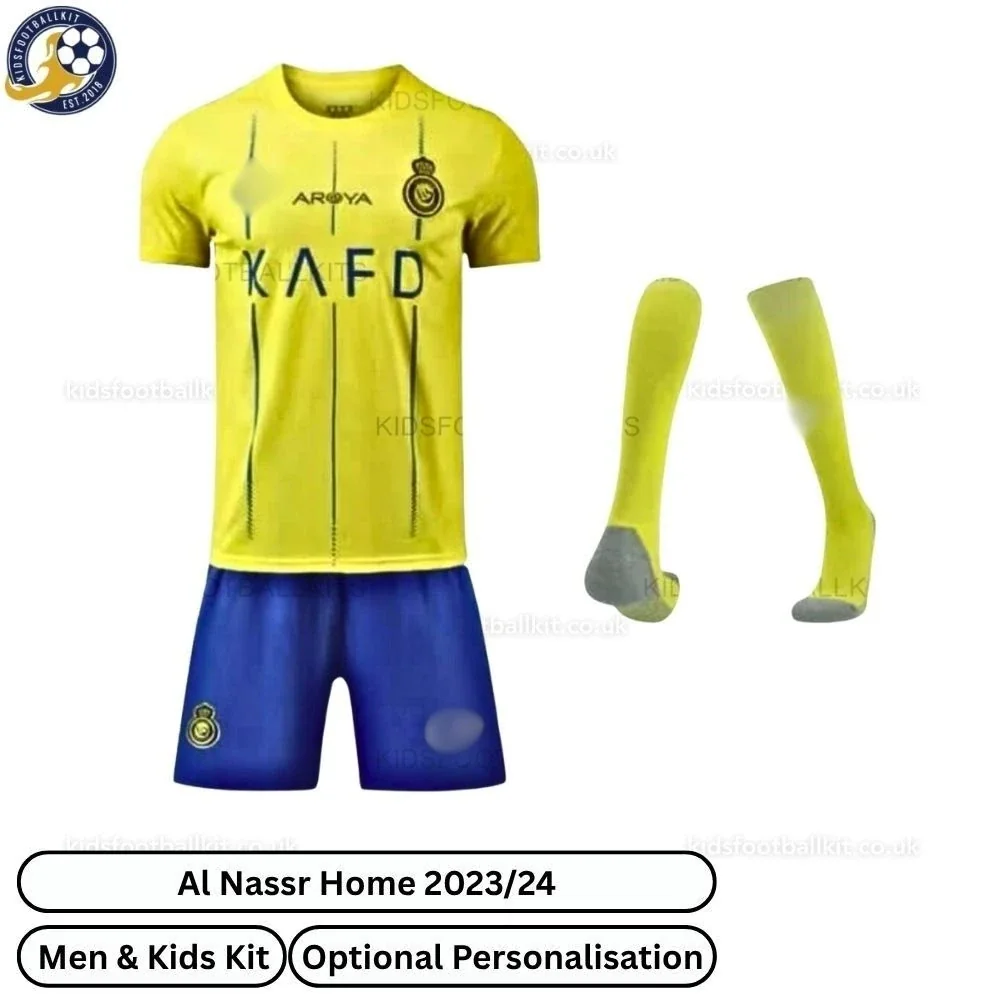 Al Nassr Home Men & Kids Football Kit 2023/24 (With Socks)