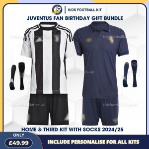 Juventus FC Birthday Gift Bundle – Home & Third Kits 2024/25 for Loyal Fans (With Socks)