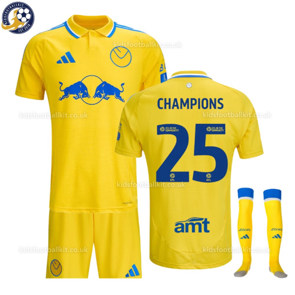 Leeds United Champions 25 Away Kids Football Kit 2024/25