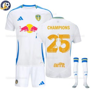 Leeds United Champions 25 Home Kids Football Kit 2024/25 - Over View