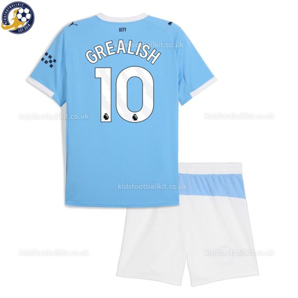 Manchester City GREALISH 10 Home Kids Football Kit 25/26 - Back View
