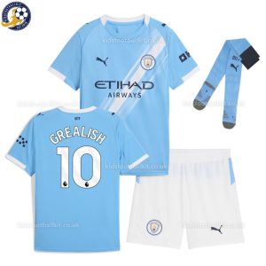 Manchester City GREALISH 10 Home Kids Football Kit 25/26 - Over View