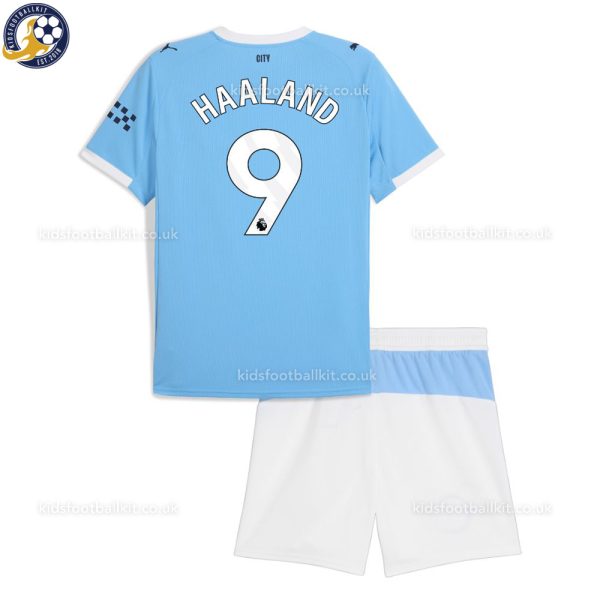 Manchester City HAALAND 9 Home Kids Football Kit 25/26 - Back View