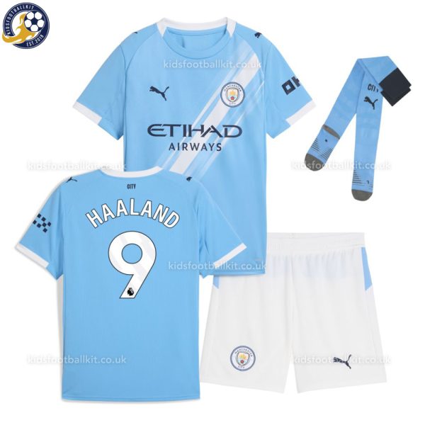 Manchester City HAALAND 9 Home Kids Football Kit 25/26 - Over View