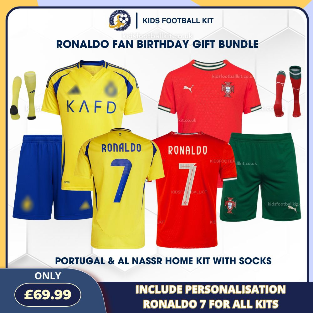 Portugal & Al Nassr RONALDO 7 Birthday Gift Bundle Kits Set for Loyal Fans (With Socks)