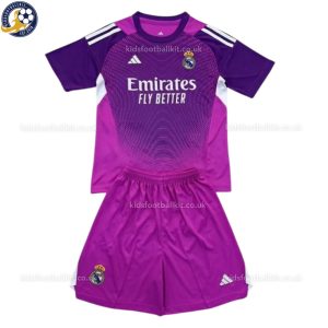 Real Madrid 2025/26 Purple Goalkeeper Kids Football Kit - Front View