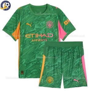 Manchester City 25/26 Green Goalkeeper Kids Football Kit - Front View