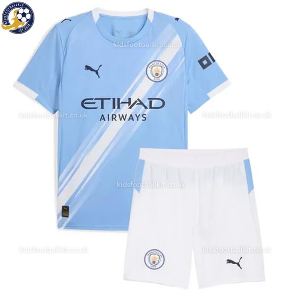 Manchester City Home Kids Football Kit 2025/26 - Front View