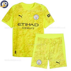Manchester City 25/26 Yellow Goalkeeper Kids Football Kit - Front View