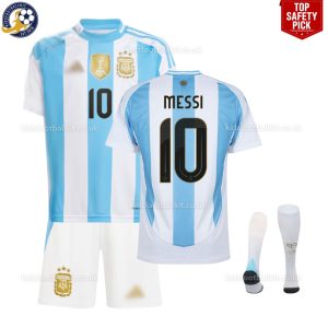 Argentina Home Kid Kit 2024 - With Socks - Messi 10 Top Safety Pick
