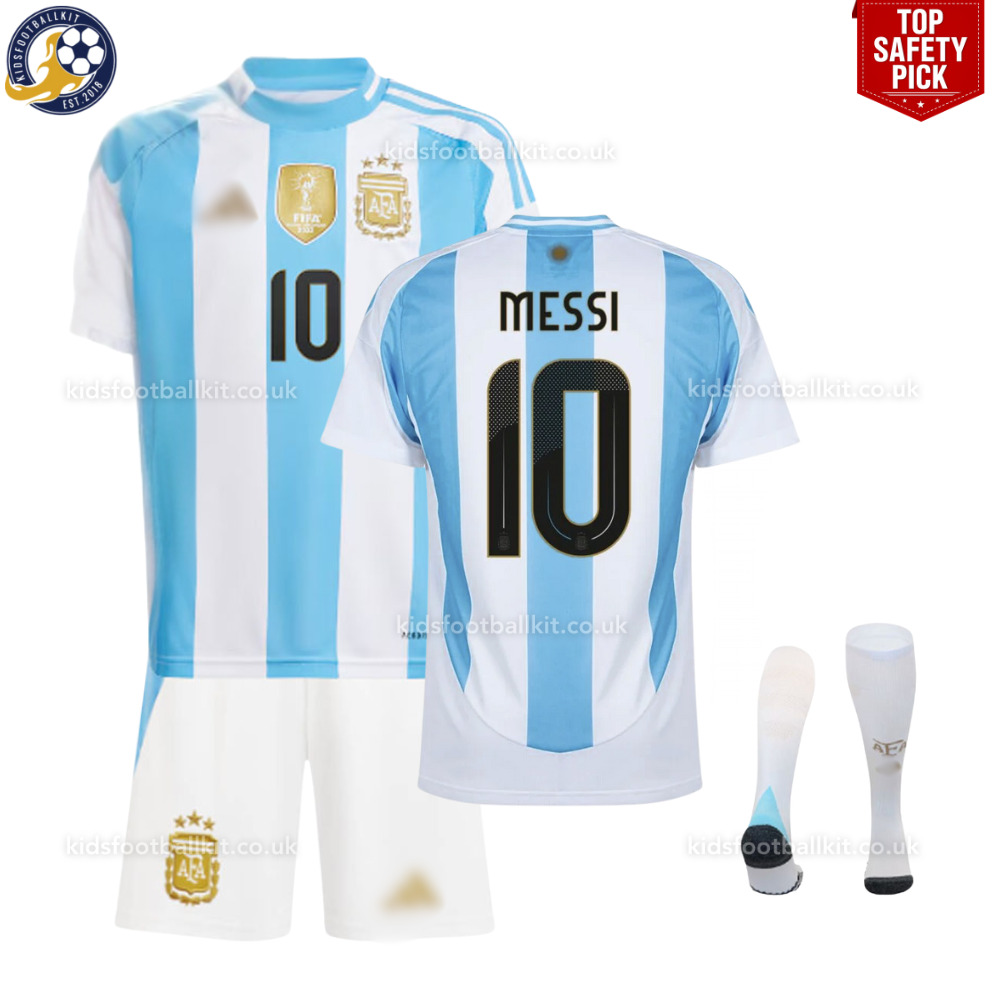 Argentina MESSI 10 Home White Short Football Kit 2024 (With Socks)