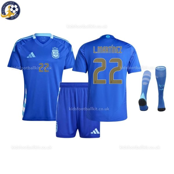 Argentina Martinez 22 Away Kids Football Kit 2024 - Front View