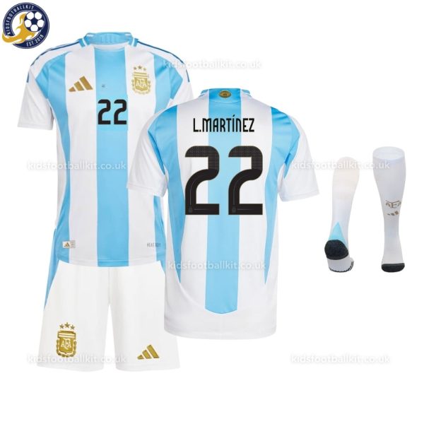 Argentina Martinez 22 Home Kids Football Kit 2024 - Front View