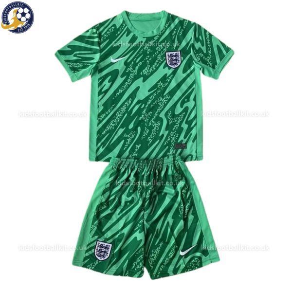 England Green Goalkeeper Kids Kit 2024 - Front View