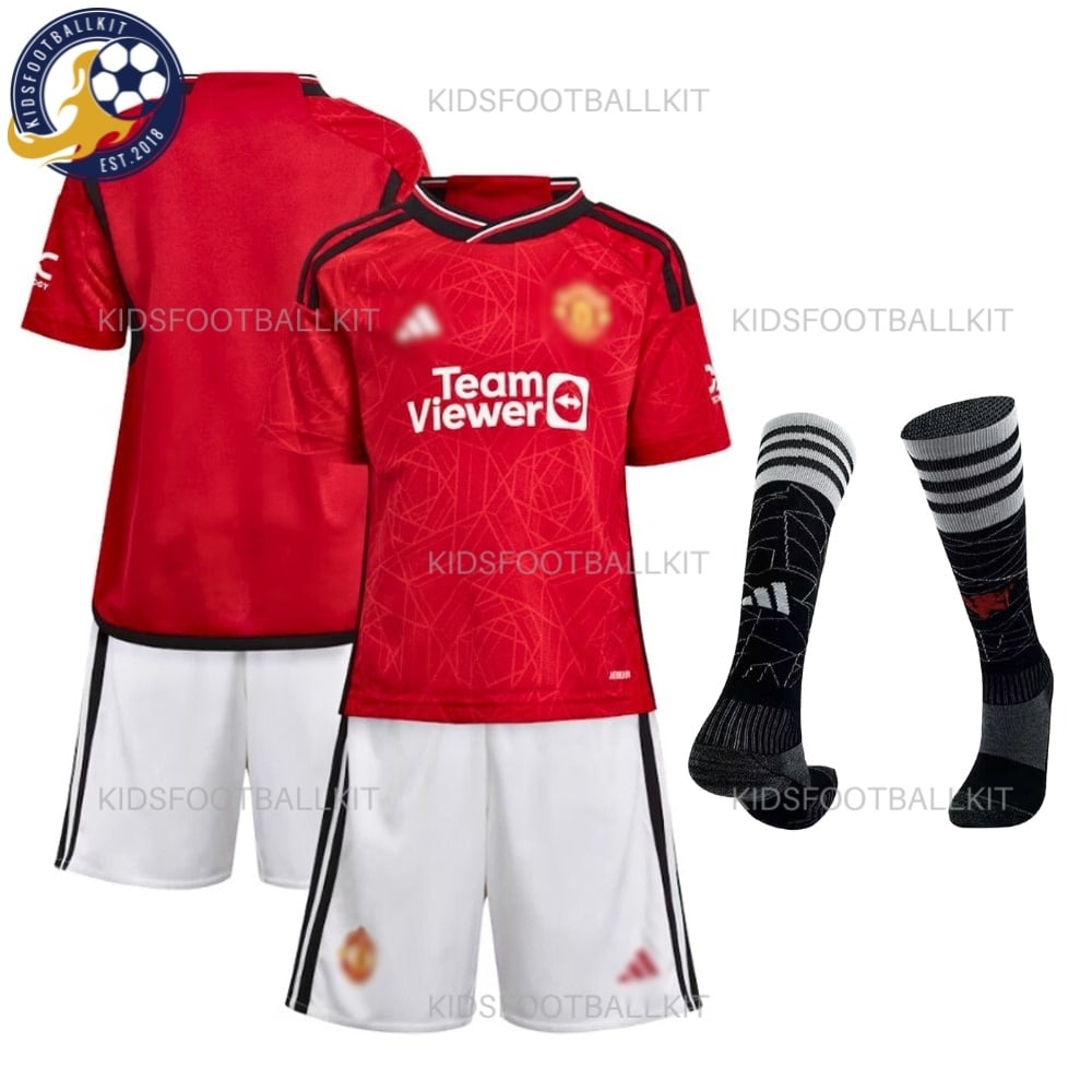 Manchester Unt Home Kids Football Kit 2023/24 (With Socks) – Fan Version