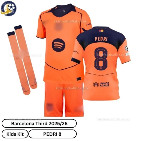 Barcelona-Third-Kids-Football-Kit-25_26-PEDRI-8-over-view-with-socks-r