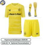 Feyenoord Goalkeeper Kids Football Kit 2025_26 (With Socks) – Yellow-frontview-b