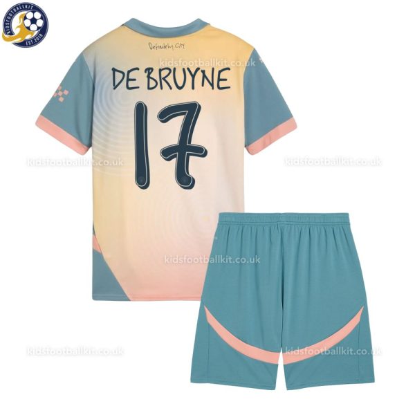 Man City DE BRUYNE 17 ‘Definitely City’ Kids Football Kit 24/25 - Back View